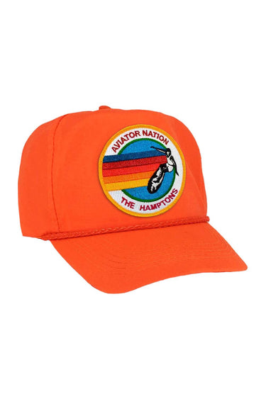 SIGNATURE HAMPTONS VINTAGE NYLON TRUCKER HAT HATS Aviator Nation NEON ORANGE 