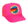 SIGNATURE HAMPTONS VINTAGE NYLON TRUCKER HAT HATS Aviator Nation NEON PINK 