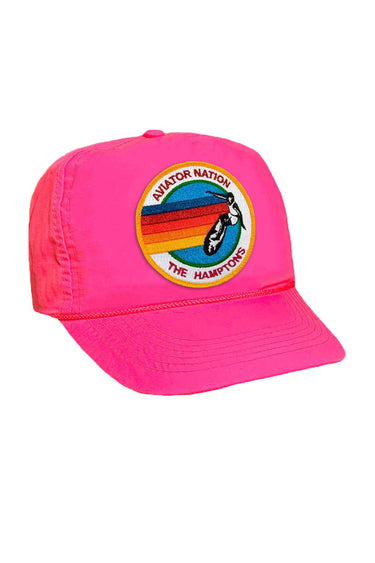 SIGNATURE HAMPTONS VINTAGE NYLON TRUCKER HAT HATS Aviator Nation NEON PINK 