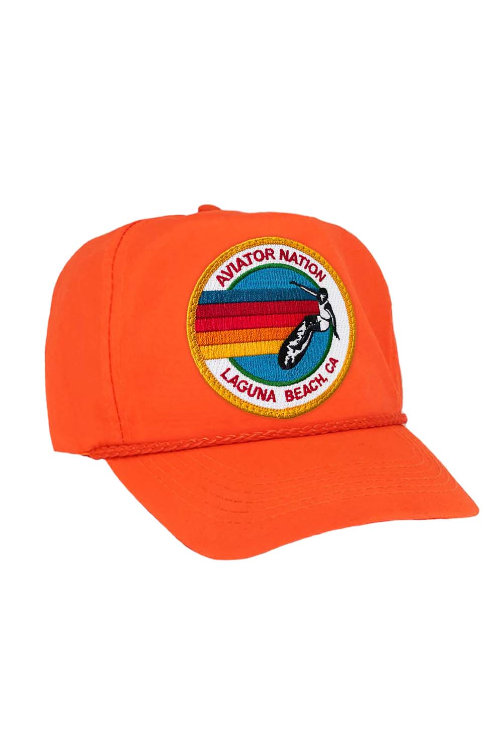 SIGNATURE LAGUNA BEACH VINTAGE NYLON TRUCKER HAT HATS Aviator Nation NEON ORANGE 