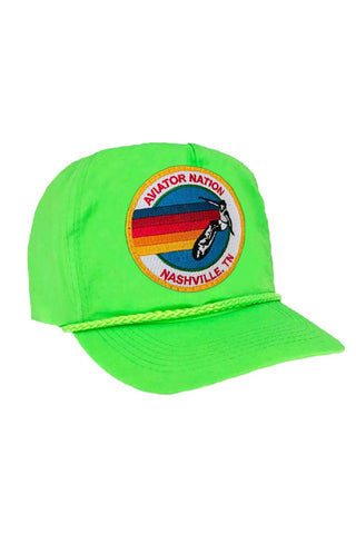 SIGNATURE NASHVILLE VINTAGE NYLON TRUCKER HAT HATS Aviator Nation NEON GREEN OS 