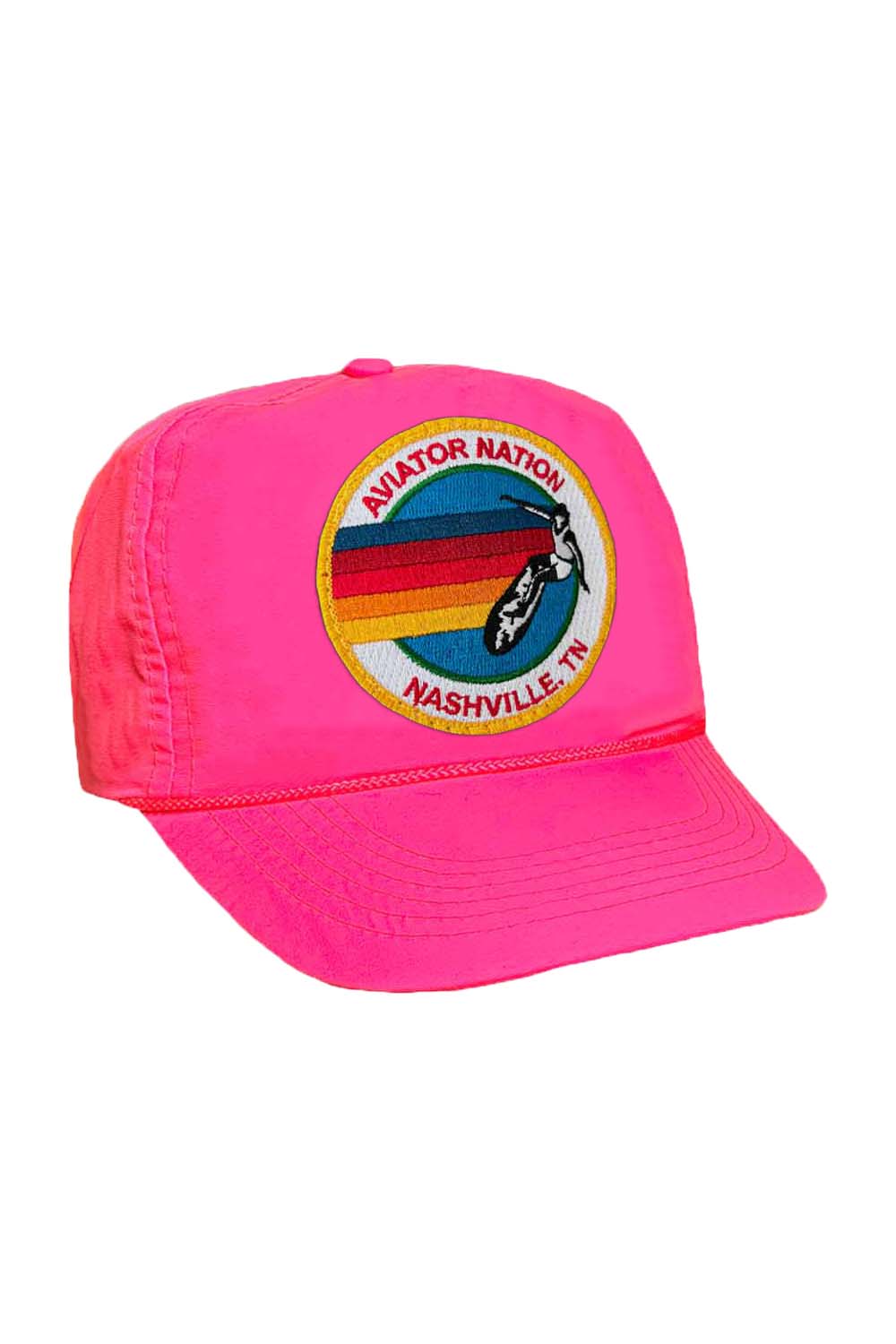 SIGNATURE NASHVILLE VINTAGE NYLON TRUCKER HAT HATS Aviator Nation NEON PINK OS 