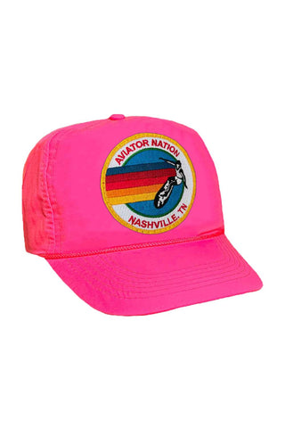SIGNATURE NASHVILLE VINTAGE NYLON TRUCKER HAT HATS Aviator Nation NEON PINK OS 