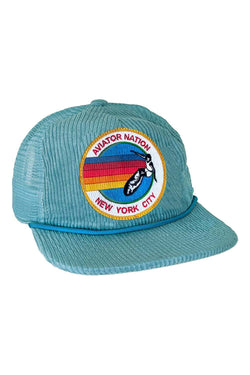 SIGNATURE NEW YORK CITY - VINTAGE CORDUROY MESH TRUCKER HATS Aviator Nation LIGHT BLUE 