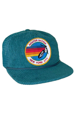 SIGNATURE NEW YORK CITY - VINTAGE CORDUROY MESH TRUCKER HATS Aviator Nation SEA BLUE 