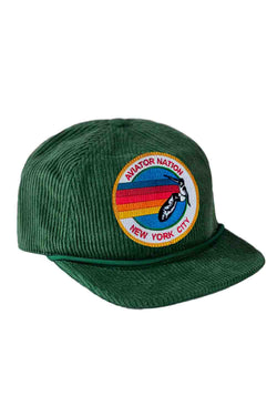 SIGNATURE NEW YORK CITY - VINTAGE CORDUROY TRUCKER HATS Aviator Nation KELLY GREEN 