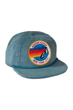 SIGNATURE NEW YORK CITY - VINTAGE CORDUROY TRUCKER HATS Aviator Nation LIGHT BLUE 