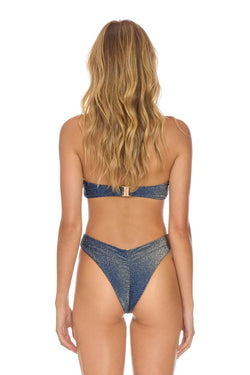 SPARKLE ST TROPEZ SCRUNCH CHEEKY BIKINI BOTTOMS - NAVY Swim Aviator Nation 