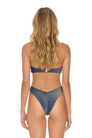 SPARKLE ST TROPEZ SCRUNCH CHEEKY BIKINI BOTTOMS - NAVY Swim Aviator Nation 