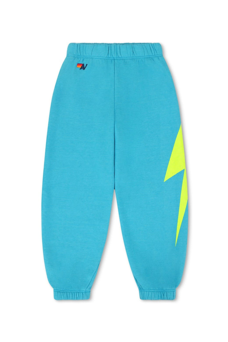 KIDS BOLT PRINT SWEATPANTS - NEON BLUE // NEON YELLOW