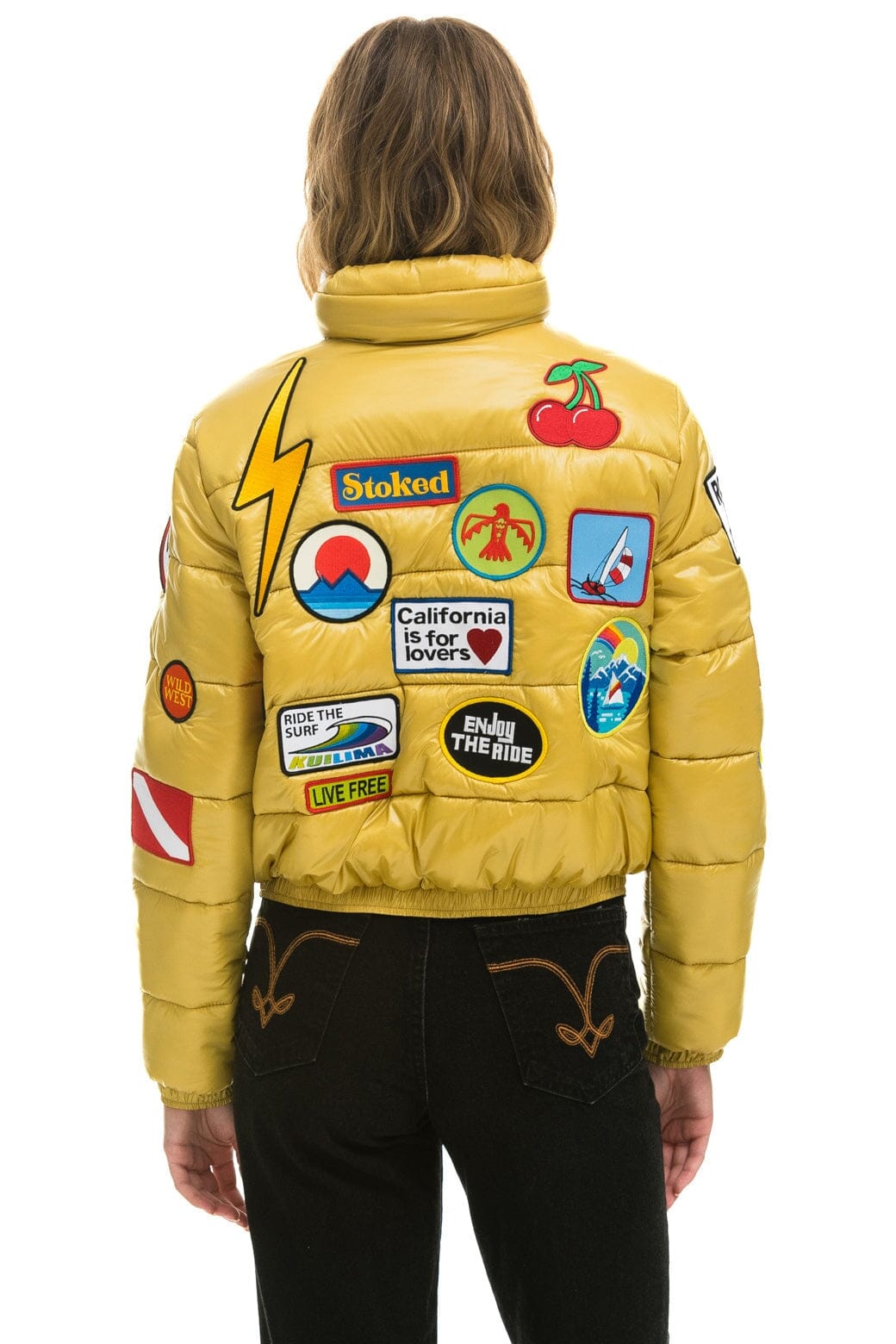 VINTAGE APRES PUFFER JACKET -KHAKI GLOSSY Women's Outerwear Aviator Nation 