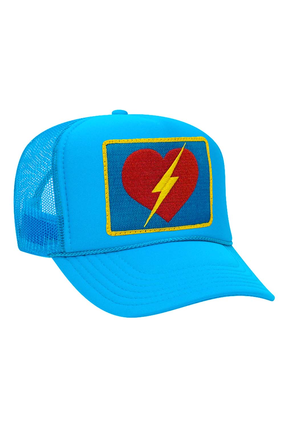 VINTAGE BOLT HEART TRUCKER HAT HATS Aviator Nation NEON BLUE 