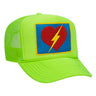 VINTAGE BOLT HEART TRUCKER HAT HATS Aviator Nation NEON GREEN 