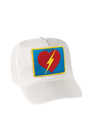VINTAGE BOLT HEART TRUCKER HAT HATS Aviator Nation WHITE 