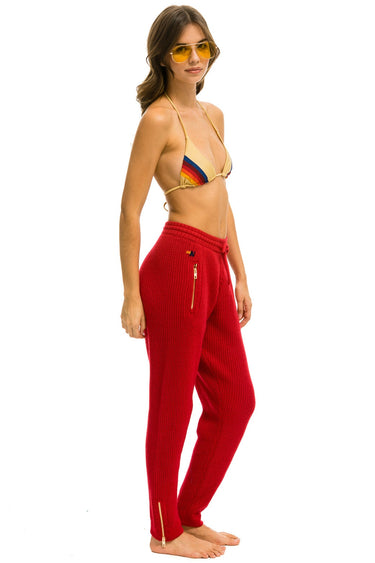 VINTAGE CABIN CASHMERE SWEATER PANT - CHERRY Women's Sweatpants Aviator Nation 