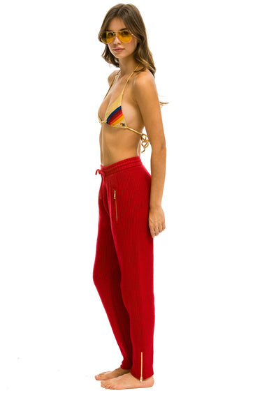 VINTAGE CABIN CASHMERE SWEATER PANT - CHERRY Women's Sweatpants Aviator Nation 