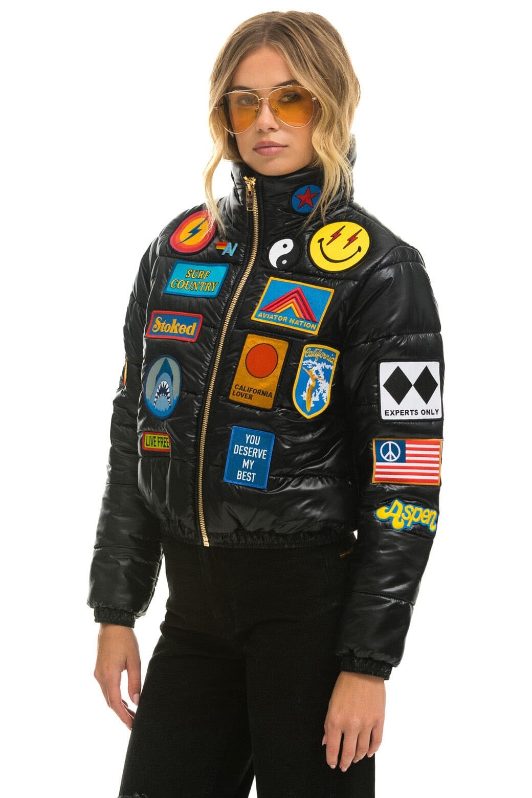 Puffer Patch VINTAGE PATCH APRES PUFFER JACKET - BLACK GLOSSY - Aviator Nation