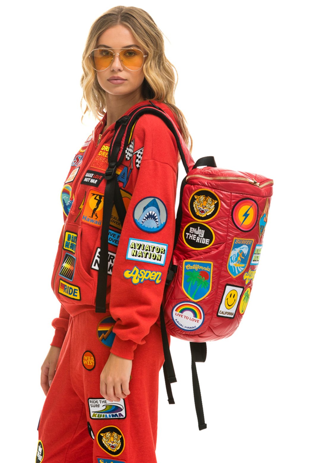VINTAGE PATCH PUFFER BACKPACK - CHERRY Backpack Aviator Nation 