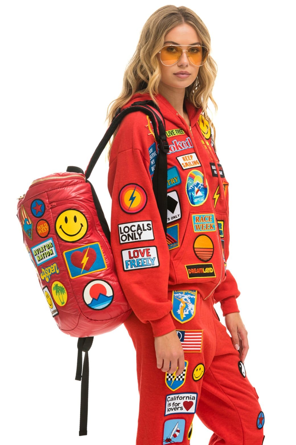 VINTAGE PATCH PUFFER BACKPACK - CHERRY Backpack Aviator Nation 