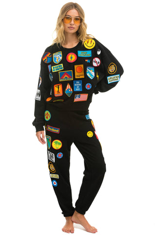 VINTAGE PATCH RELAXED CREW SWEATSHIRT - BLACK Sweatshirt Aviator Nation 