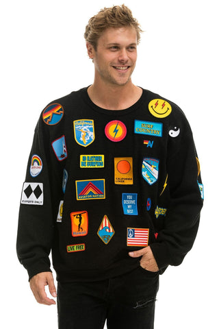 VINTAGE PATCH RELAXED CREW SWEATSHIRT - BLACK Sweatshirt Aviator Nation 