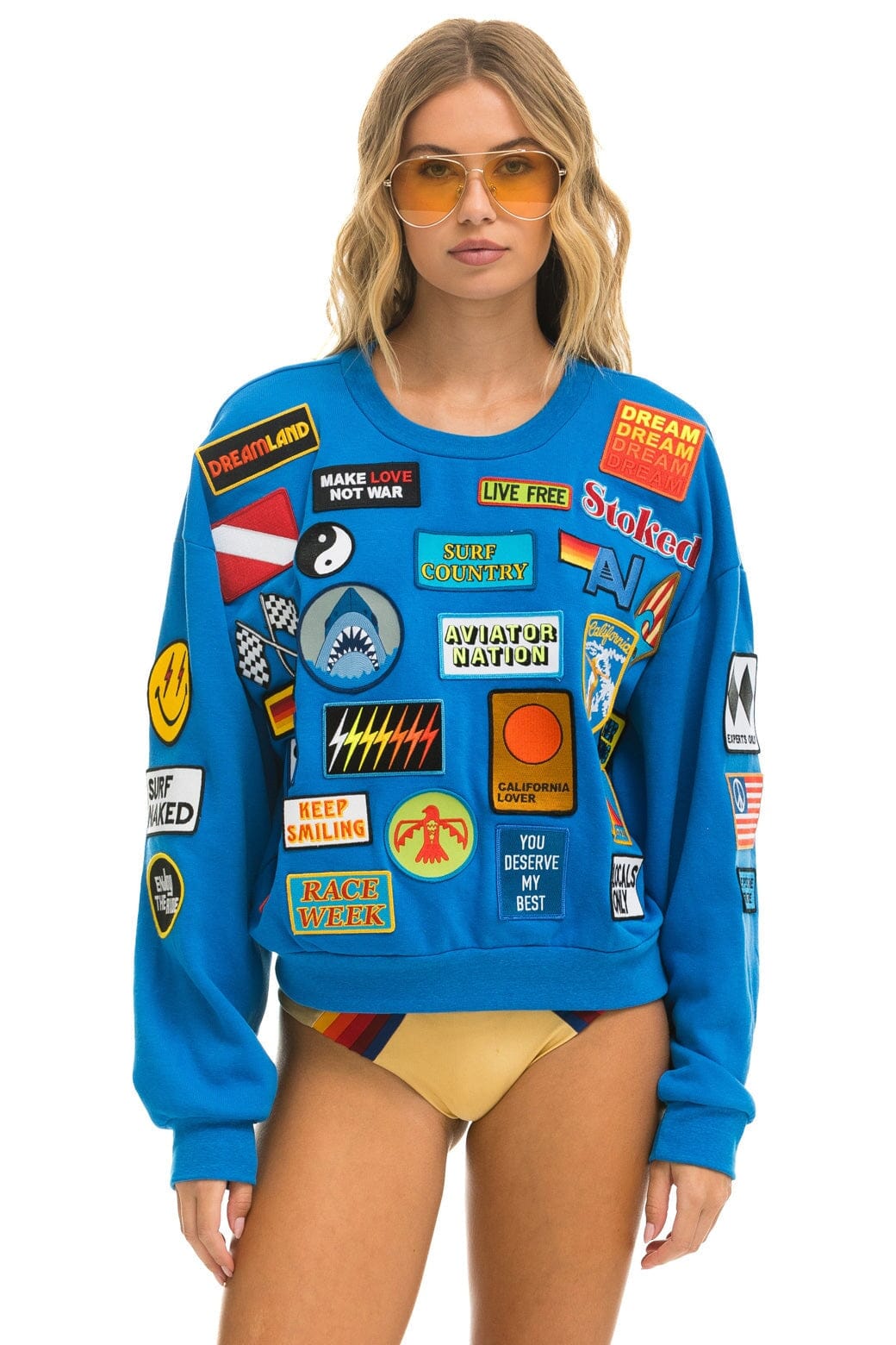 VINTAGE PATCH RELAXED CREW SWEATSHIRT - OCEAN Sweatshirt Aviator Nation 