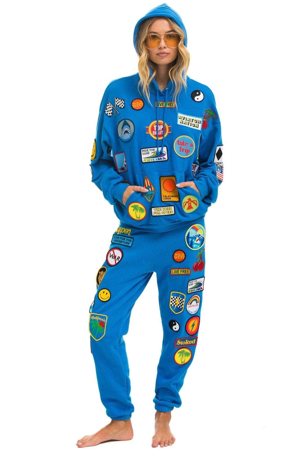 VINTAGE PATCH RELAXED PULLOVER HOODIE- OCEAN Hoodie Aviator Nation 