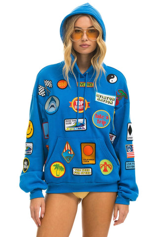 VINTAGE PATCH RELAXED PULLOVER HOODIE- OCEAN Hoodie Aviator Nation 
