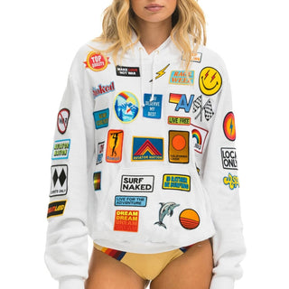 VINTAGE PATCH RELAXED PULLOVER HOODIE- WHITE Hoodie Aviator Nation 