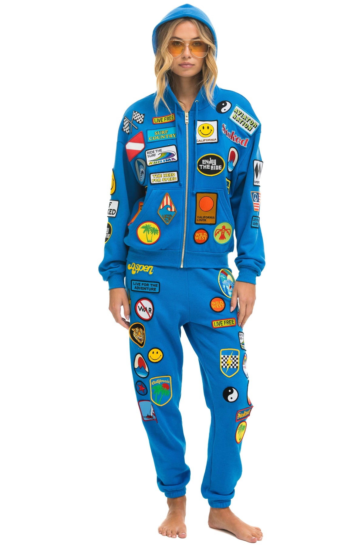 VINTAGE PATCH ZIP HOODIE RELAXED OCEAN Aviator Nation