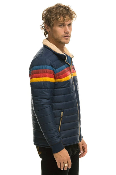 4 STRIPE RAINBOW SLEEVE JACKET - NAVY