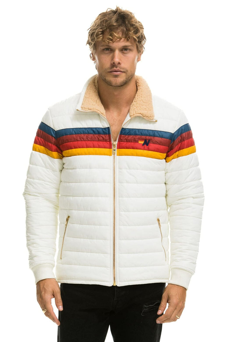 4 STRIPE JACKET - WHITE Men's Outerwear Aviator Nation 