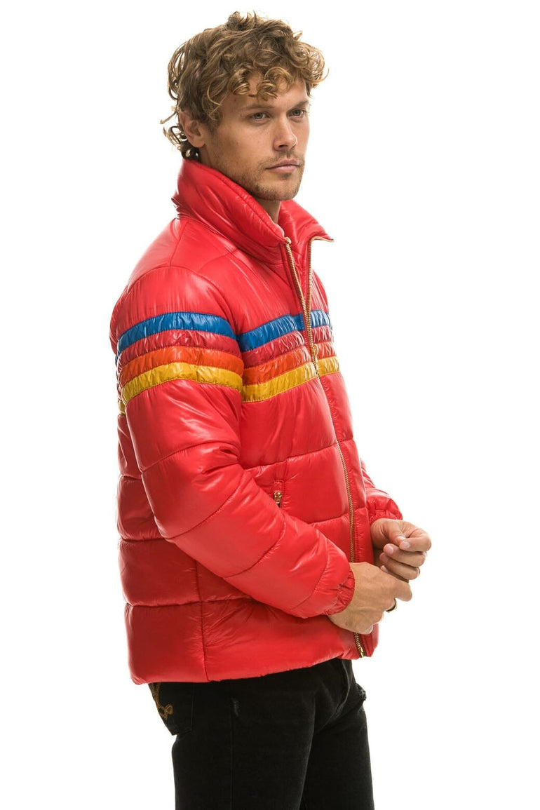 4 STRIPE LUXE TRAVELER JACKET - GLOSSY CHERRY Men's Outerwear Aviator Nation