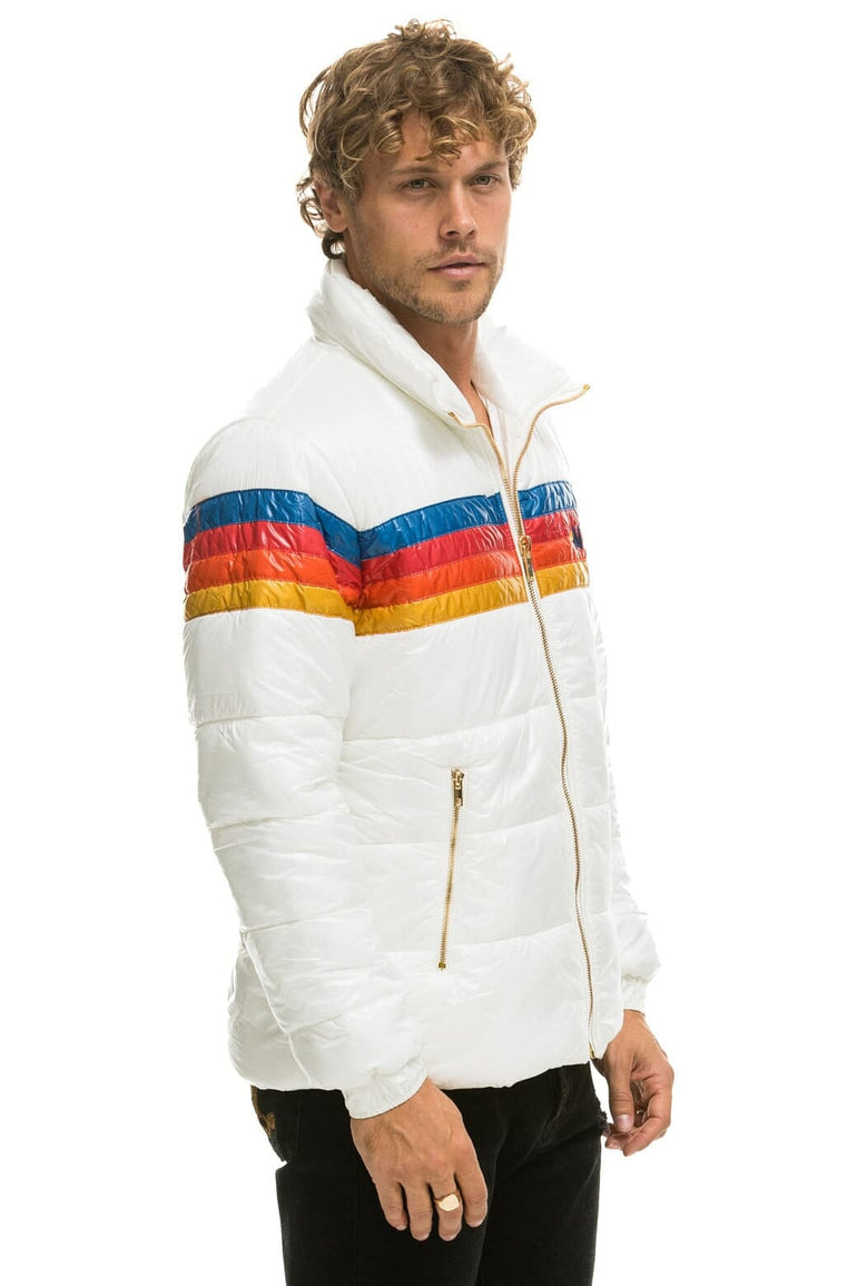 4 STRIPE LUXE TRAVELER JACKET - GLOSSY WHITE Men's Outerwear Aviator Nation