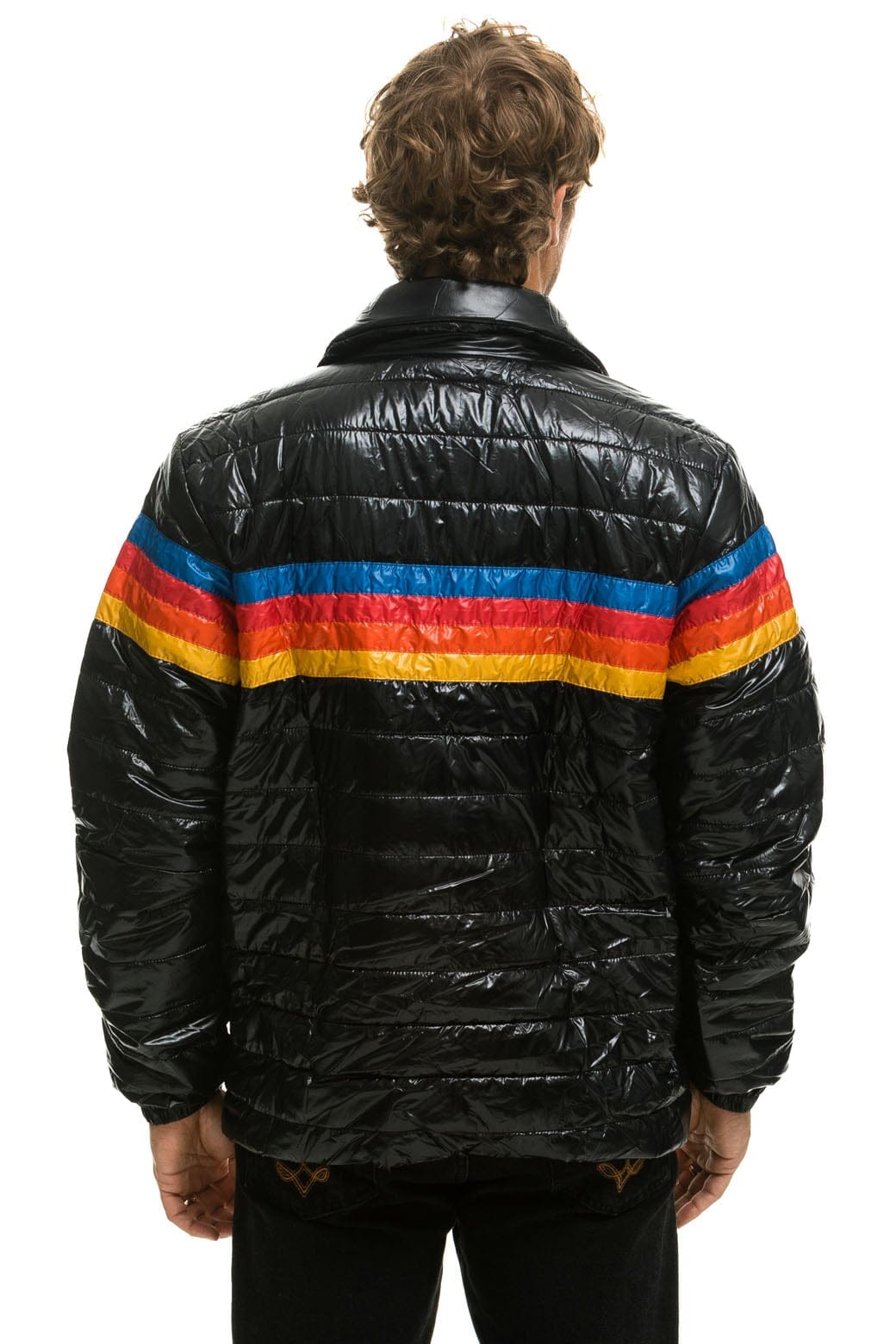 4 STRIPE TRAVELER JACKET - GLOSSY BLACK Men's Outerwear Aviator Nation 
