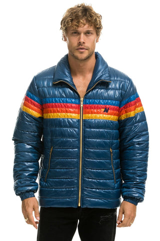4 STRIPE TRAVELER JACKET - GLOSSY DEEP BLUE Men's Outerwear Aviator Nation 