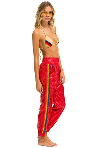 5 STRIPE HI RISE WIND PANT - CHERRY Women's Sweatpants Aviator Nation 