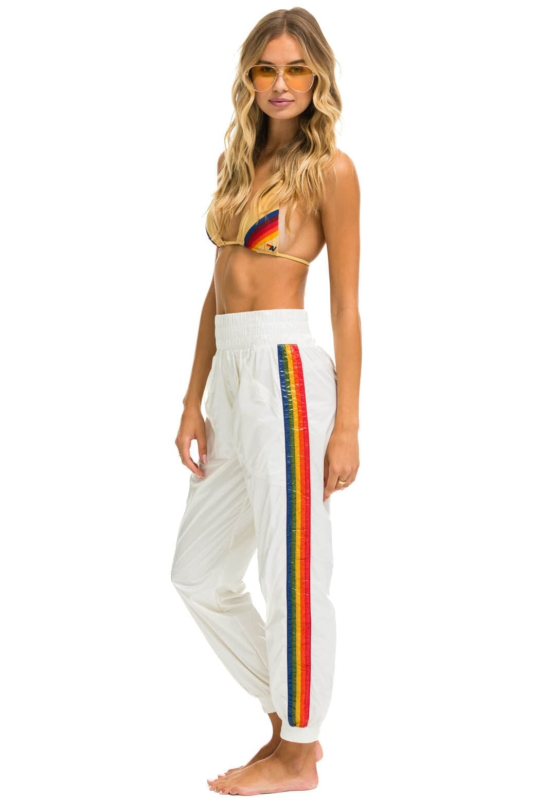 5 STRIPE HI RISE WIND PANT - VINTAGE WHITE Women's Sweatpants Aviator Nation 