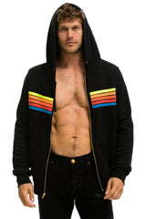 5 STRIPE HOODIE - BLACK // NEON RAINBOW Hoodie Aviator Nation 