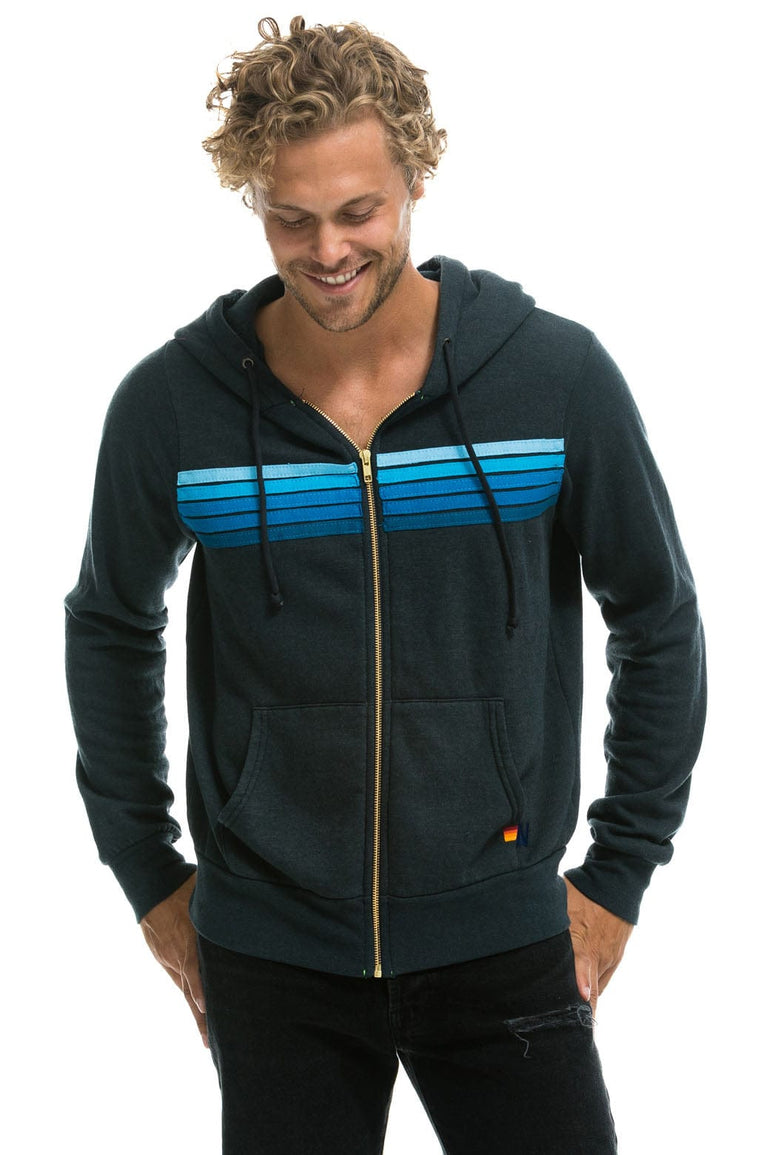 5 STRIPE HOODIE - CHARCOAL // BLUE Hoodie Aviator Nation