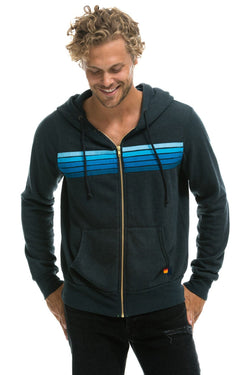 5 STRIPE HOODIE - CHARCOAL // BLUE Hoodie Aviator Nation 