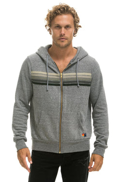 5 STRIPE HOODIE - HEATHER GREY // GREY Hoodie Aviator Nation 