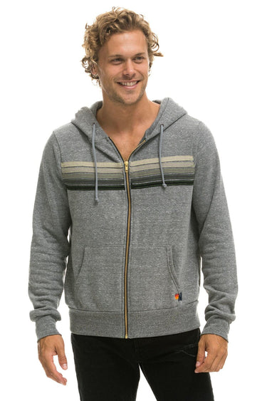 5 STRIPE HOODIE - HEATHER GREY // GREY