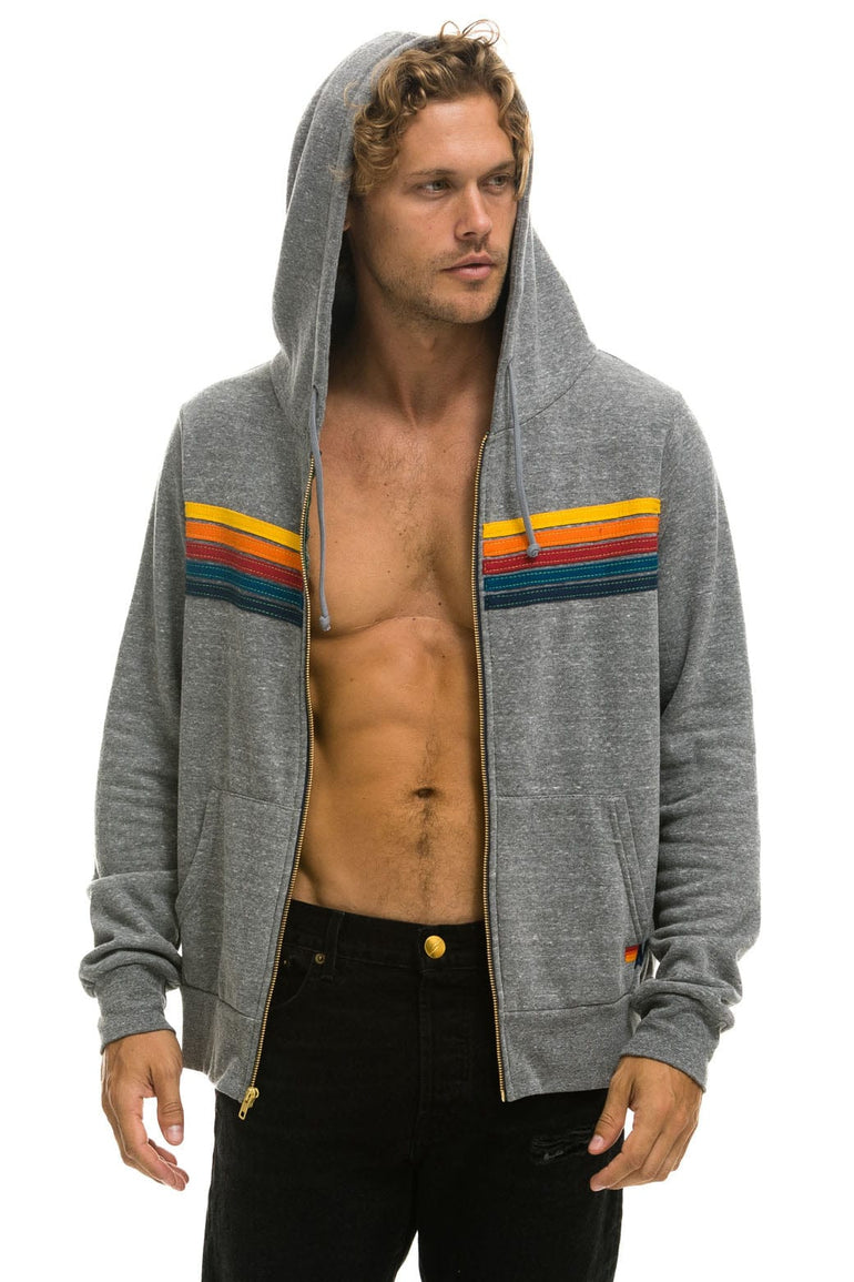 5 STRIPE HOODIE - HEATHER GREY Hoodie Aviator Nation