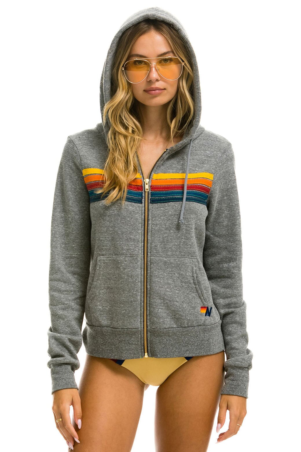 5 STRIPE HOODIE - HEATHER GREY Hoodie Aviator Nation 