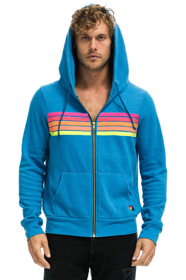 5 STRIPE HOODIE -  OCEAN // NEON PINK // YELLOW