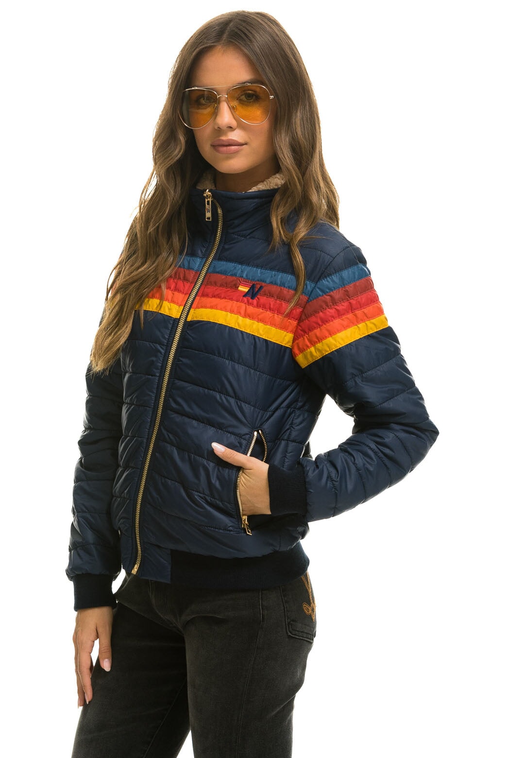 5 STRIPE JACKET - NAVY Women&#39;s Outerwear Aviator Nation 