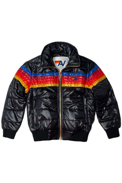 5 STRIPE KIDS TRAVELER JACKET - BLACK GLOSSY Kid's Outerwear Aviator Nation 