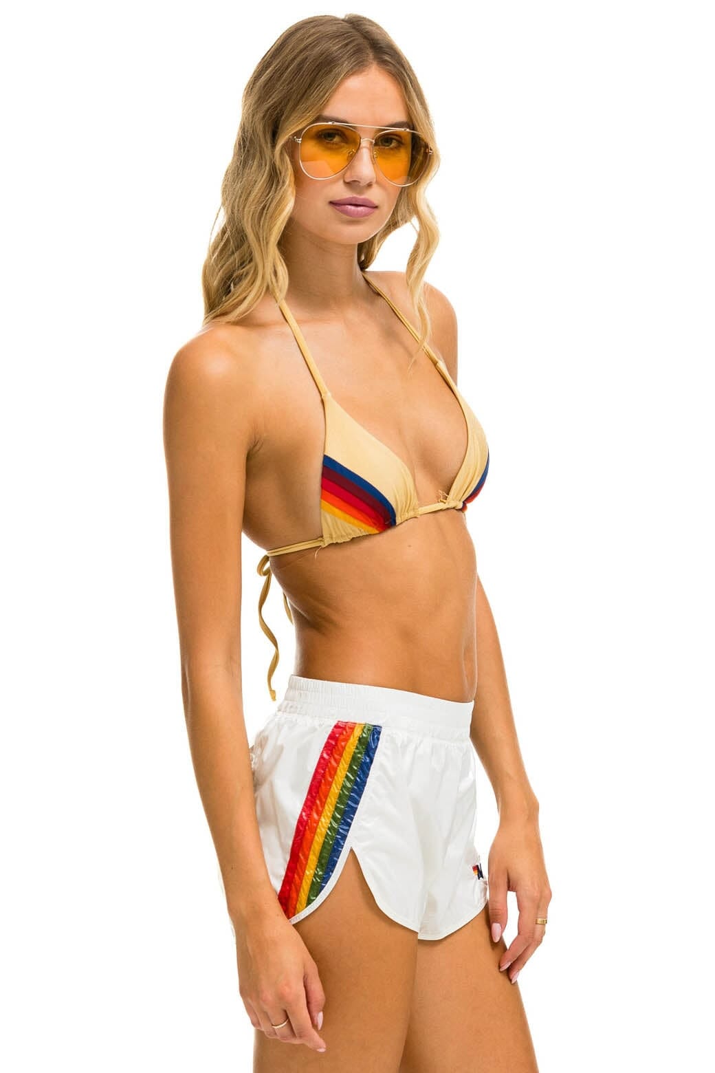 5 STRIPE NYLON JOGGER SHORT - VINTAGE WHITE Women's Jogger Shorts Aviator Nation 