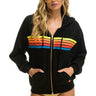 5 STRIPE RELAXED ZIP HOODIE - BLACK // NEON RAINBOW Hoodie Aviator Nation 